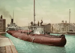 Sault Ste Marie Prints: Whaleback leaving Poe Lock, Sault Ste