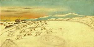 Whalers Prints: Whaling Fleet, Icebound, c1860. Creator: Unknown
