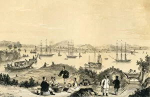 Images Dated 29th September 2007: Whampoa near Canton, the anchorage for European shipping, 1847. Artist: JW Giles