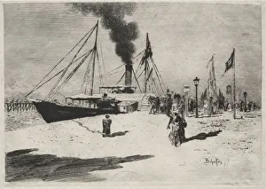The Wharf at Trouville, 1877. Creator: Felix Hilaire Buhot (French, 1847-1898)