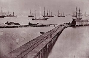 Russell Gallery: [Wharves on the James River, City Point]. Brady album, p. 10, 1861-65