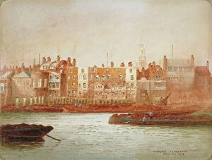 Wharf Gallery: Wharves at Limehouse, London, c1850. Artist: Frederick J Goff