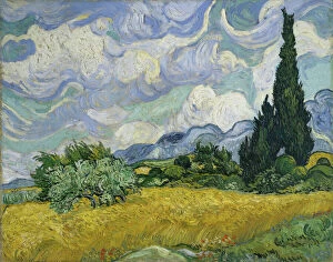 Post Impressionist Collection: Wheat Field with Cypresses, 1889. Creator: Vincent van Gogh