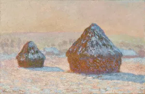 Monet Claude Prints: Wheatstacks, Snow Effect, Morning (Meules)