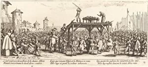 Torture Gallery: The Wheel, c. 1633. Creator: Jacques Callot