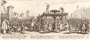Brutality Prints: The Wheel, c. 1633. Creator: Jacques Callot