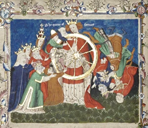Medieval Illuminated Letter Gallery: The Wheel of Fortune (from an manuscript of Troy Book by John Lydgate), Mid of the 15th century