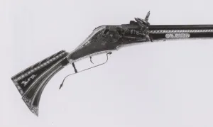 Ebony Prints: Wheellock Gun, Augsburg, c. 1585. Creator: Berhard Albrecht