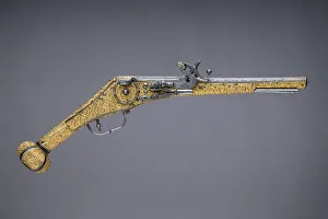 Strapwork Prints: Wheellock Pistol, German, Augsburg, ca. 1560-70. Creator: Unknown