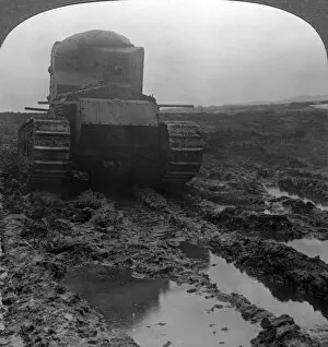 Armoured Warfare Gallery: Whippet tank on a muddy battlefield, Morcourt, France, World War I