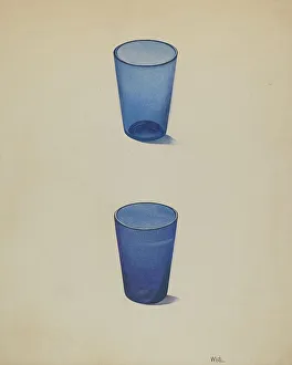 Tumbler Prints: Whiskey Glasses (Cobalt), c. 1937. Creator: Edward White