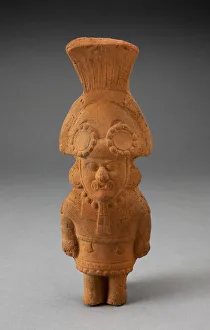 Mochica Prints: Whistle in the Form of a Figure Wearing Large Headdress, 100 B. C. / A. D. 500