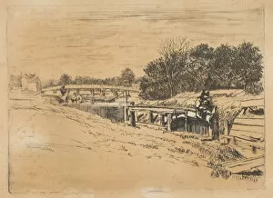 Edwin Edwards Gallery: Whistler at Moulsey [Molesey Lock], [1861]. Creator: Edwin Edwards