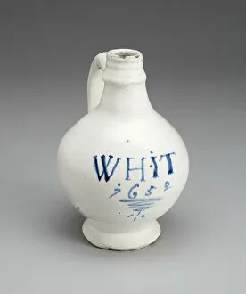 Tin Glazed Collection: Whit Bottle, Lambeth, 1652. Creator: Unknown
