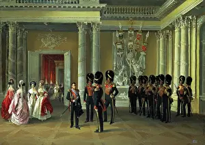 Saint Petersburg Prints: Part of the White (Armorial) Hall in the Winter Palace, 1838. Creator: Adolphe Ladurner