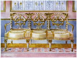 Foley Prints: White gilt and painted settee, Pergolesi influence 1911-1912. Artist: Edwin Foley