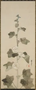 White hollyhocks, Edo period, late 17th-early 18th century. Creator: Ogata Korin