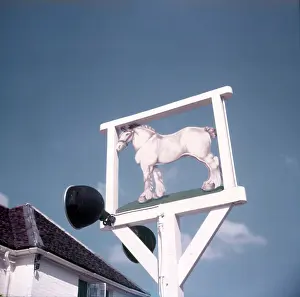 Sign Prints: The White Horse, Hertingfordbury, Hertfordshire, c1955. Creator: Arthur Charles Kirby Ware