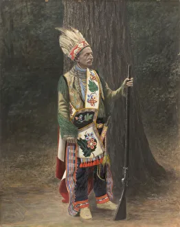 Chippeway Prints: White Man in Chippewa Costume, late 19th-early 20th century. Creator: George Prince