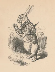 Nonsense Prints: The White Rabbit with a watch, 1889. Artist: John Tenniel