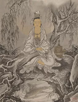 Buddhism Collection: White-Robed Kannon, ca. 1887. Creator: Kawanabe Kyosai