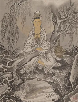 Buddhist Prints: White-Robed Kannon, ca. 1887. Creator: Kawanabe Kyosai