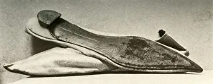 White satin wedding slippers, 1800, (1937). Creator: Unknown