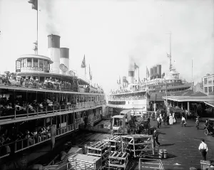 Detroit River Prints: White Star Line dock, Detroit, Mich. between 1900 and 1915. Creator: Unknown