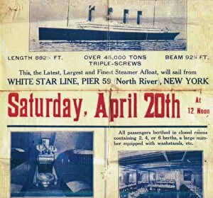 White Star Line poster to promote the Titanics return trip from New York, 1912