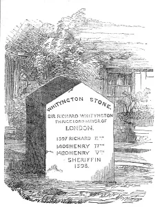 Whittington Richard Prints: The Whityngton Stone, 1854. Creator: Unknown. The Whityngton Stone, 1854. Creator: Unknown