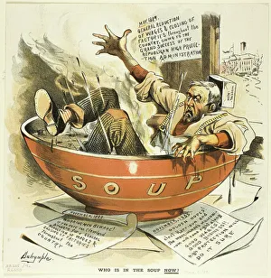 Soup Prints: Who Is in the Soup Now, from Puck, published May, 1889. Creator: Louis Dalrymple