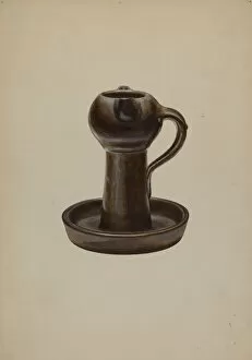 Henry Moran Gallery: Two Wick Lamp, c. 1940. Creator: Henry Moran
