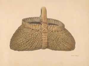 Basketry Prints: Wicker Basket, c. 1939. Creator: Bisby Finley