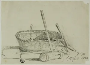 Mallet Prints: Wicker Basket, Mallet, Shovel, Pick, 1808/47. Creator: Joshua Cristall