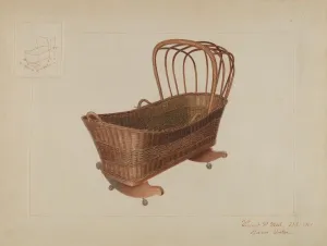 Babys Gallery: Wicker Cradle, c. 1937. Creator: Vincent P. Rosel