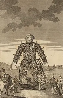 Sacrifice Prints: Wicker man, 1781. Creator: Anonymous