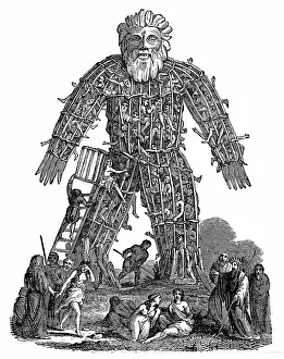 Wicker man, 1832. Creator: Anonymous