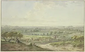 Harvest Prints: Wide landscape with the corn harvest, 18th century; 17th century. Creator: Jacobus Buys
