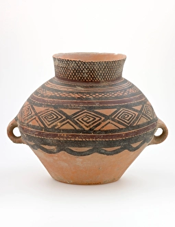 Spiral Prints: Wide mouth storage jar with bands and lozenge-spiral design