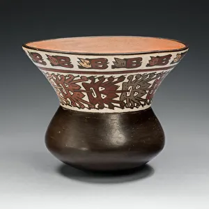 Wide-Necked Bowl with Rows of Abstract Masks and Trophy Heads, 180 B.C./A.D. 500 Wide-Necked Bowl with Rows of Abstract Masks and Trophy Heads, 180 B.C./A.D. 500