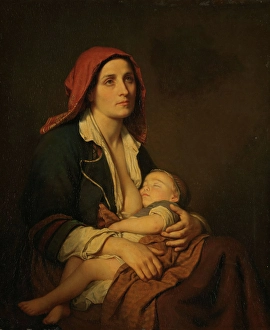 The Widow and her Child, 1853. Creator: Amalia Lindegren