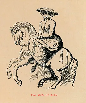 The Canterbury Tales Prints: The Wife of Bath, c1860, (c1860). Artist: John Leech