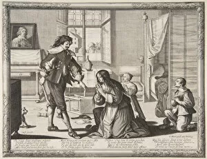 Abuser Collection: The Wife-Beater, ca. 1633. Creator: Abraham Bosse