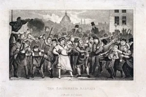 Rowdy Gallery: Wife being sold at Smithfield Market, London, c1820