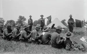 Signalling Prints: Wig-Wag practice, between c1915 and c1920. Creator: Bain News Service