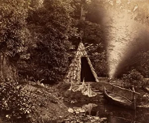 Llewelyn John Dillwyn Prints: The Wigwam, a Canadian Scene at Penllergare, ca. 1855. Creator: John Dillwyn Llewelyn