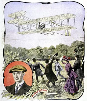 Wilbur Wrights first flight in Europe at the Hanaudieres racetrack near Le Mans, France, 1908 Wilbur Wrights first flight in Europe at the Hanaudieres racetrack near Le Mans, France, 1908