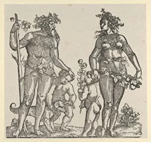 Pagan Collection: Wild Man and Wild Woman, 1545. Creator: Hans Guldenmond