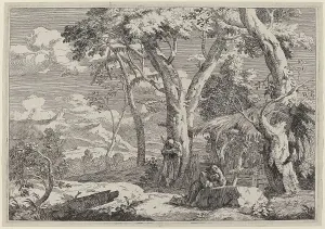 Marco Ricci Prints: Wilderness Landscape with Two Monks. Creator: Marco Ricci
