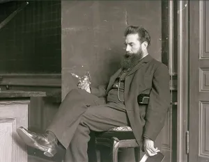 Phototypie Prints: Wilhelm Conrad Röntgen in his laboratory, 1896. Creator: Anonymous